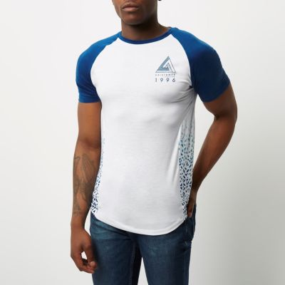 White print muscle fit raglan T-shirt